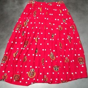 Vintage polka dot and nautical crest midi skirt